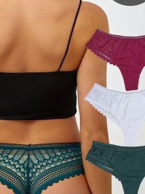 Women’s Lace Bikini Panty Pack - Teal, Plum & White